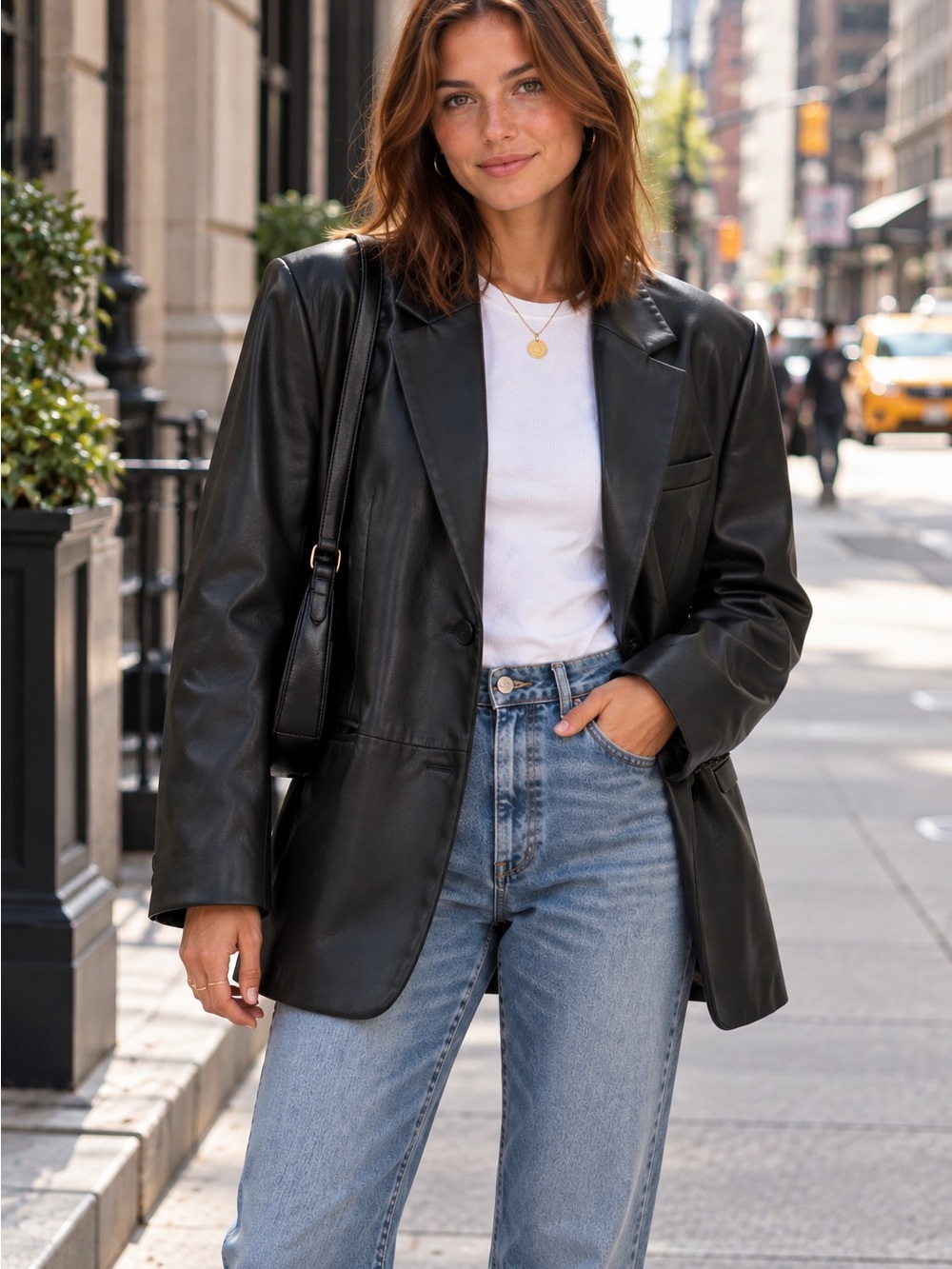 NWT ZARA Black Faux Leather Blazer